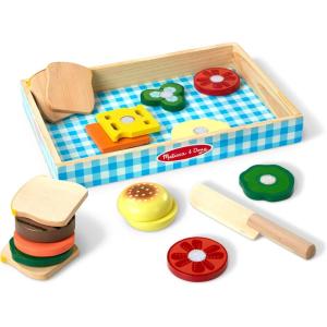 imageMelissa ampamp Doug Wooden SandwichMaking Pretend Play Food Set Food Toys for Kids Play Kitchen for Ages 3English Only