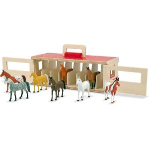 imageMelissa ampamp Doug TakeAlong ShowHorse Stable Play Set with Wooden Stable Box and 8 Toy HorsesShowHorse