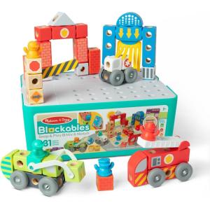 imageMelissa ampamp Doug Blockables Deluxe City Snap and Play Amazon Exclusive Mix and Match Connectable Wooden Building Blocks Play Set with Storage Bin and Play Lid 122 Pcs  FSC Certified