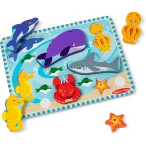 imageMelissa ampamp Doug Sea Creatures Ocean Wooden Chunky Puzzle  7 Pieces