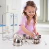 imageMelissa ampamp Doug Stainless Steel Pretend Play Tea Set and Storage Rack for Kids 11 pcs