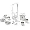 imageMelissa ampamp Doug Stainless Steel Pretend Play Tea Set and Storage Rack for Kids 11 pcs