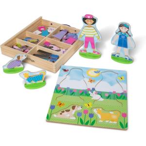 imageMelissa ampamp Doug Best Friends Magnetic DressUp Wooden Dolls Pretend Play Set 78 pcs