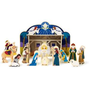 imageMelissa ampamp Doug Classic Wooden Christmas Nativity Set with 4Piece Stable and 11 Wooden Figures