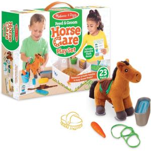 imageMelissa ampamp Doug Feed ampamp Groom Horse Care Play Set with Plush Stuffed Animal 23 pcs Pretend Play Horse Plush Toys for Girls and Boys Toddlers Ages 1Feed  Groom Horse Care