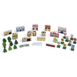 imageMelissa ampamp Doug Wooden Town Play Set with Storage Tray 32 pcs Pretend Play Wooden Town Set for Kids with Storage