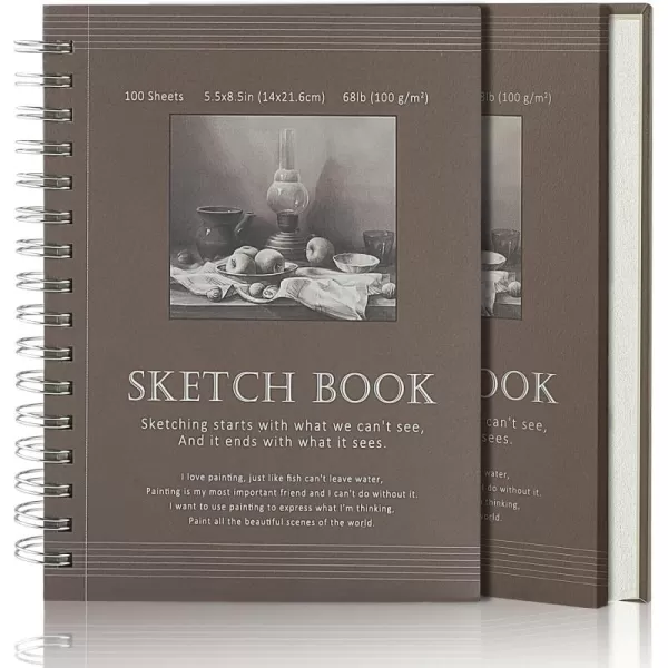 imageSketch Book 55x85  Small Sketchbook for Drawing  Spiral Bound Art Sketch Pad Pack of 2 200 Sheets 68 lb100gsm AcidFree Drawing Paper for Artists Kids Teens ampamp Adults55 x 85 Side Wire 2 Pack