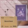 imageSketch Book 11 x 14 100 Sheets Top Spiral Sketchbook 68lb 100gsm Drawing Paper Pad Sketch Pads for Drawing for Adults Large SketchbookPurpIed