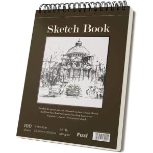 imageSketch Book 11 x 14 100 Sheets Top Spiral Sketchbook 68lb 100gsm Drawing Paper Pad Sketch Pads for Drawing for Adults Large SketchbookBrown