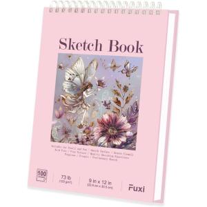 imageSketch Book 11 x 14 100 Sheets Top Spiral Sketchbook 68lb 100gsm Drawing Paper Pad Sketch Pads for Drawing for Adults Large SketchbookPink