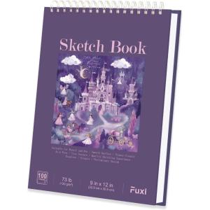 imageSketch Book 11 x 14 100 Sheets Top Spiral Sketchbook 68lb 100gsm Drawing Paper Pad Sketch Pads for Drawing for Adults Large SketchbookPurpIed