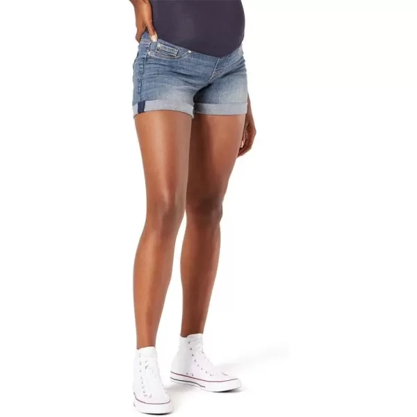 imageLevi Strauss Signature Gold Womens Maternity MidRise Shortie ShortsBlue Icewaterless
