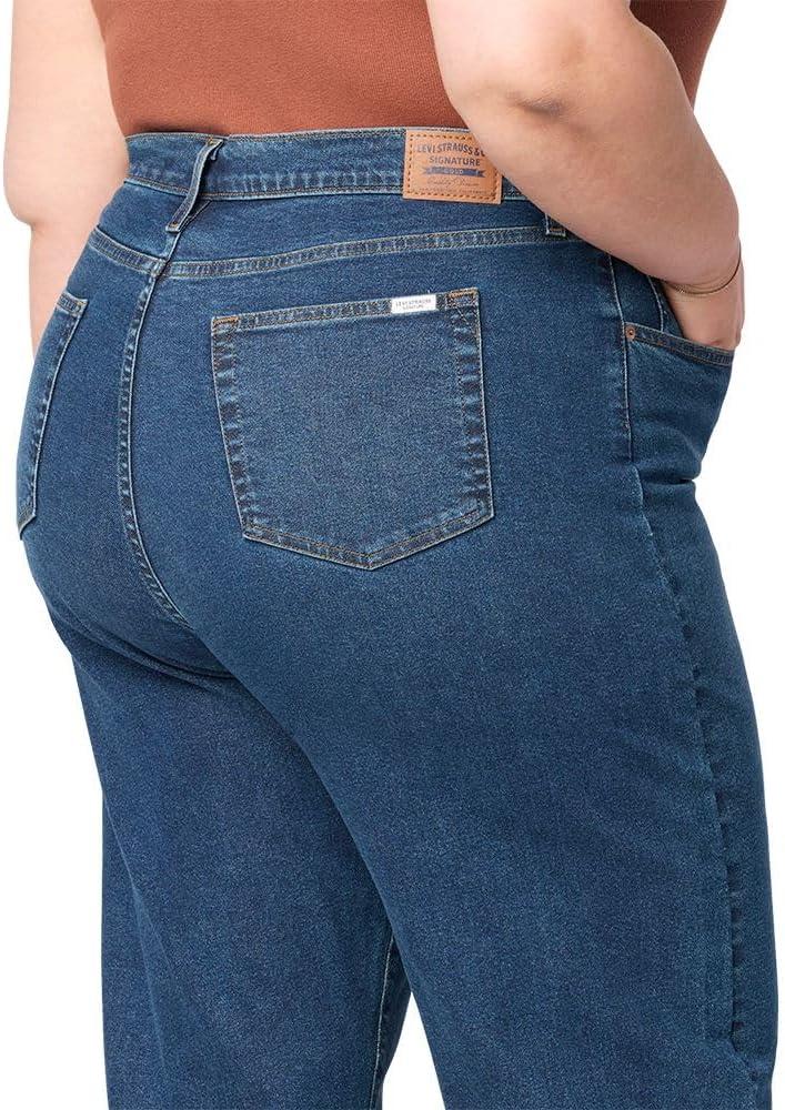 imageLevi Strauss Signature Womens Heritage HighRise Loose Straight Jeans Stretch Denim Also Available in Plus SizeSupernova