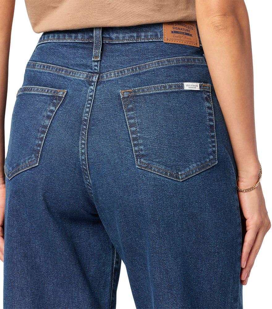 imageLevi Strauss Signature Womens Heritage HighRise Loose Straight Jeans Stretch Denim Also Available in Plus SizeSupernova