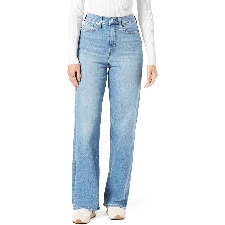 imageLevi Strauss Signature Womens Heritage HighRise Loose Straight Jeans Stretch Denim Also Available in Plus SizeRocky River