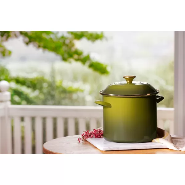 imageLe Creuset Enamel On Steel Stockpot 8 qt OysterOlive