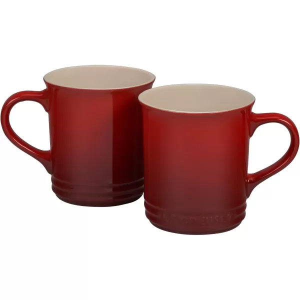 imageLe Creuset Enamel On Steel Demi Kettle ampamp Stoneware Set of 2 Mugs 125 qt Kettle ampamp 2 14 oz Mugs CeriseCerise