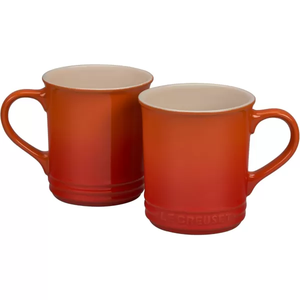 imageLe Creuset Enamel On Steel Demi Kettle ampamp Stoneware Set of 2 Mugs 125 qt Kettle ampamp 2 14 oz Mugs CeriseFlame