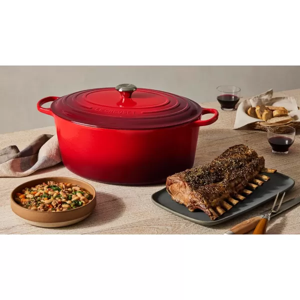 imageLe Creuset Enameled Cast Iron Signature Oval Dutch Oven 5 qt  WhiteArtichaut