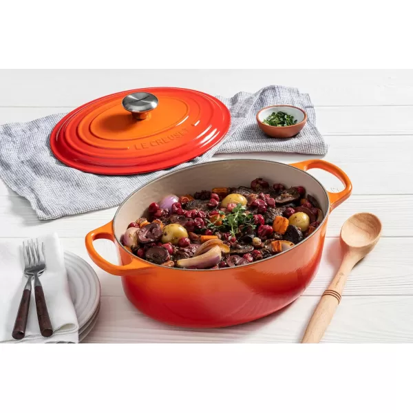 imageLe Creuset Enameled Cast Iron Signature Oval Dutch Oven 5 qt  WhiteOlive