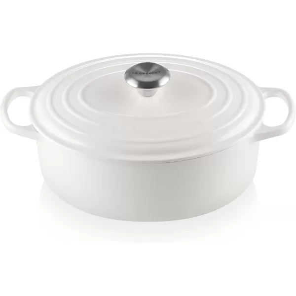 imageLe Creuset Enameled Cast Iron Signature Oval Dutch Oven 5 qt  WhiteSea Salt