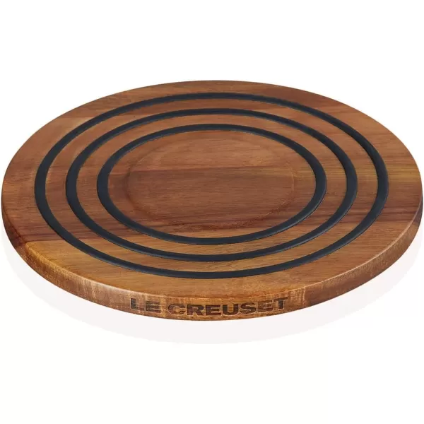 imageLe Creuset Magnetic Wooden Trivet Acacia Wood with Black Silicone RingsTrivet