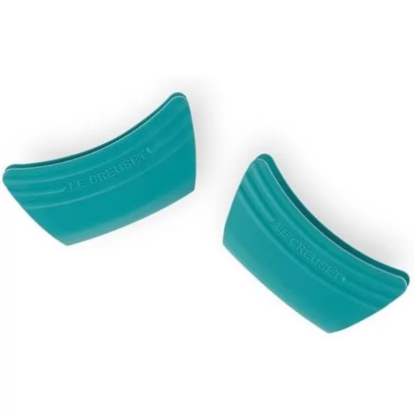 imageLe Creuset Silicone Set of 2 Handle Grips 5quot x 2 12quot each CeriseCarribbean