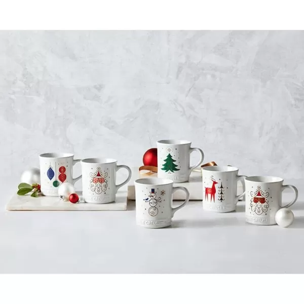 imageLe Creuset Stoneware Noel Collection Tree Mug 14 oz White wAppliqueDark Skinned Santa