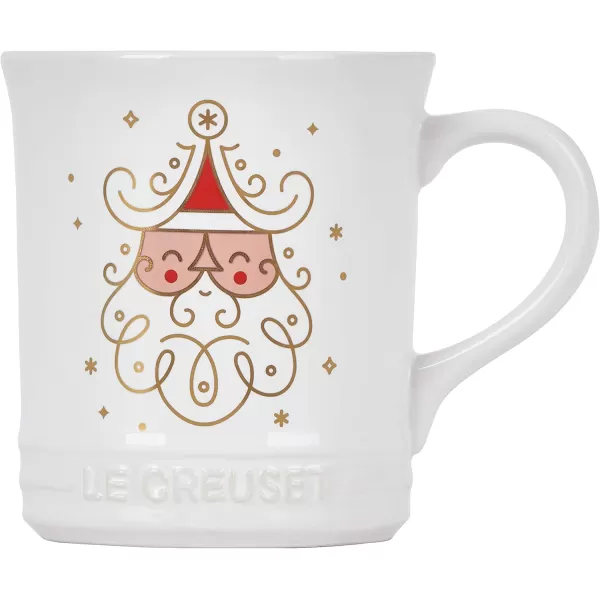imageLe Creuset Stoneware Noel Collection Tree Mug 14 oz White wAppliqueLight Skinned Santa