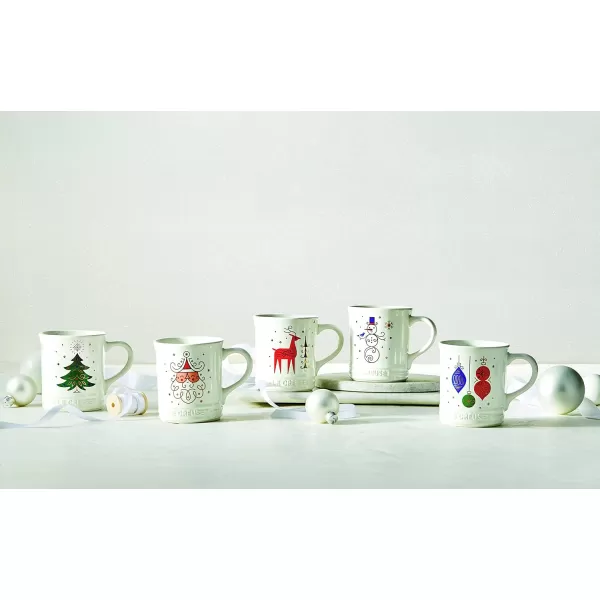 imageLe Creuset Stoneware Noel Collection Tree Mug 14 oz White wAppliqueLight Skinned Santa