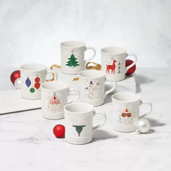 imageLe Creuset Stoneware Noel Collection Tree Mug 14 oz White wAppliqueReindeer Mug
