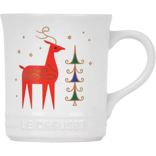 imageLe Creuset Stoneware Noel Collection Tree Mug 14 oz White wAppliqueReindeer Mug