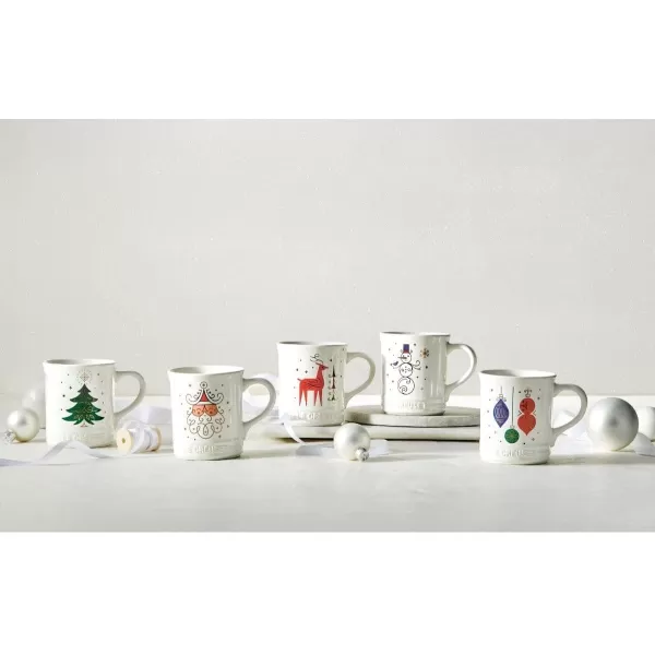 imageLe Creuset Stoneware Noel Collection Tree Mug 14 oz White wAppliqueTree Mug
