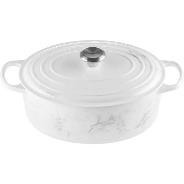 imageLe Creuset Enameled Cast Iron Signature Oval Dutch Oven 5 qt  WhiteMarble