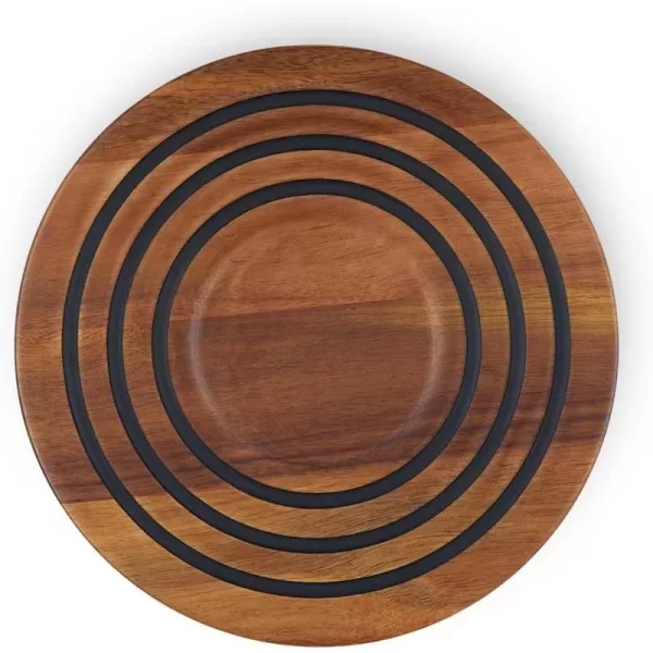 imageLe Creuset Magnetic Wooden Trivet Acacia Wood with Black Silicone RingsTrivet