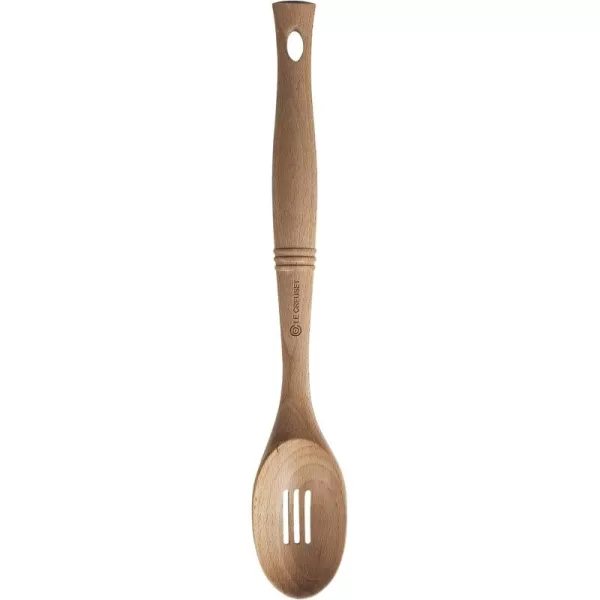 imageLe Creuset Revolution Solid Spoon 125quot x 25quot WoodSlotted Spoon