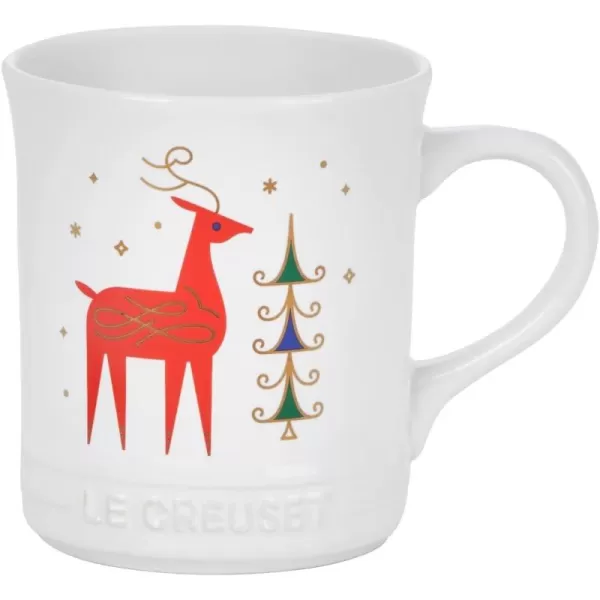 imageLe Creuset Stoneware Noel Collection Tree Mug 14 oz White wAppliqueReindeer Mug