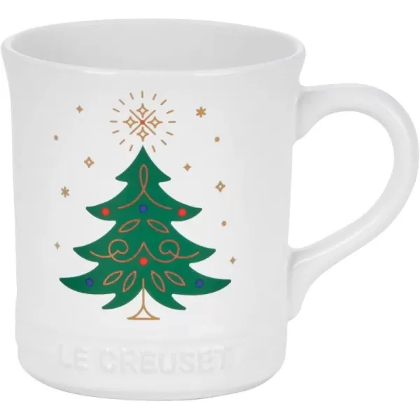 imageLe Creuset Stoneware Noel Collection Tree Mug 14 oz White wAppliqueTree Mug