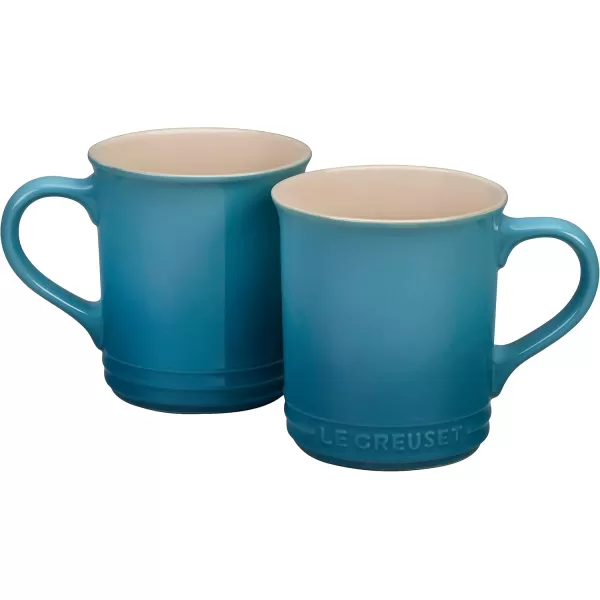 imageLe Creuset Enamel On Steel Demi Kettle with Metal Finishes ampamp Stoneware Set of 2 Mugs 125 qt Kettle ampamp 2 14 oz Mugs Sea SaltCaribbean