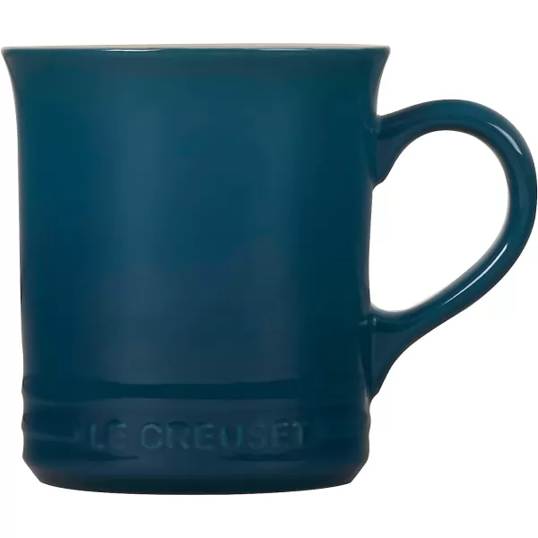 imageLe Creuset Enamel On Steel Demi Kettle with Metal Finishes ampamp Stoneware Set of 2 Mugs 125 qt Kettle ampamp 2 14 oz Mugs Sea SaltDeep Teal