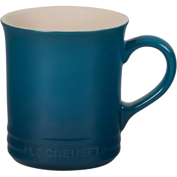 imageLe Creuset Enamel On Steel Demi Kettle with Metal Finishes ampamp Stoneware Set of 2 Mugs 125 qt Kettle ampamp 2 14 oz Mugs Sea SaltDeep Teal