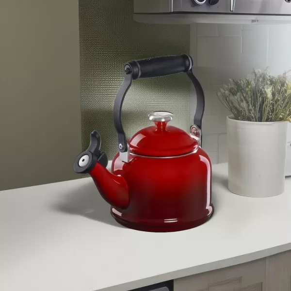 imageLe Creuset Enamel On Steel Demi Tea Kettle with Metal Finishes 125 qt ArtichautCerise
