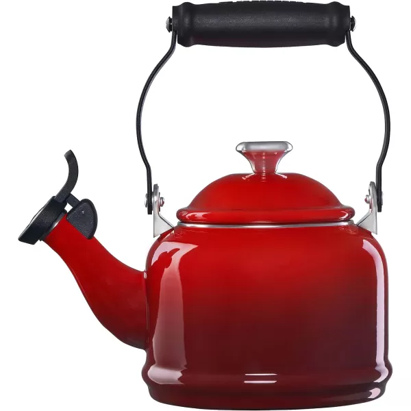 imageLe Creuset Enamel On Steel Demi Tea Kettle with Metal Finishes 125 qt ArtichautCerise