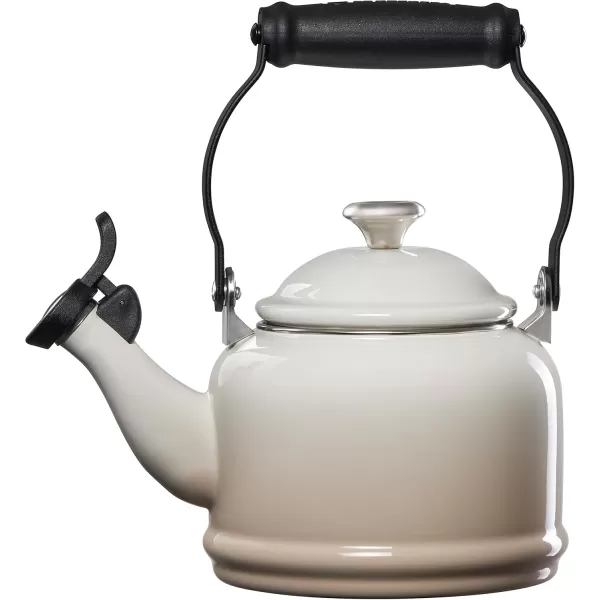 imageLe Creuset Enamel On Steel Demi Tea Kettle with Metal Finishes 125 qt ArtichautMeringue