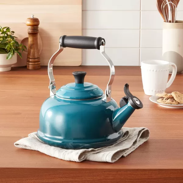 imageLe Creuset Enamel On Steel Whistling Tea Kettle 17 qt CeriseDeep Teal