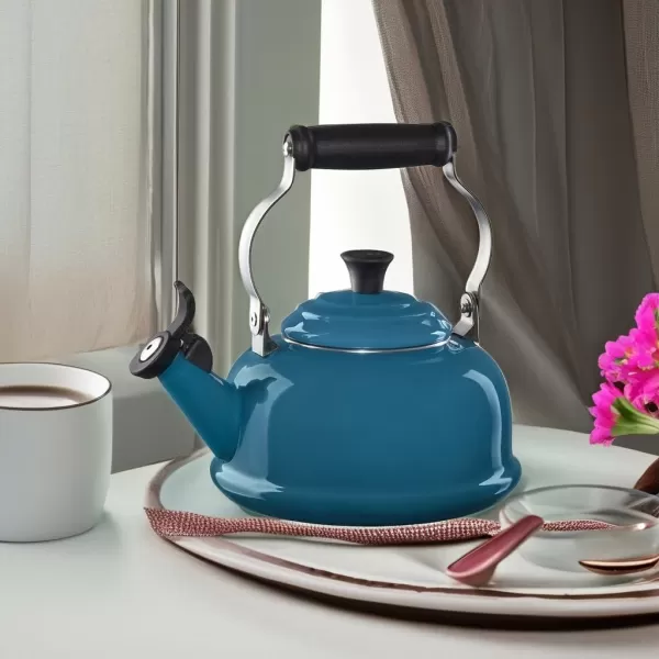 imageLe Creuset Enamel On Steel Whistling Tea Kettle 17 qt CeriseDeep Teal