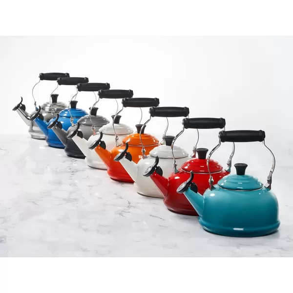 imageLe Creuset Enamel On Steel Whistling Tea Kettle 17 qt CeriseMeringue