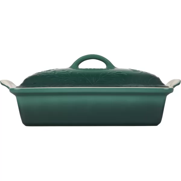 imageLe Creuset Olive Branch Collection Stoneware Heritage Covered Rectangular Casserole 4 qt Marseille with Embossed LidArtichaut