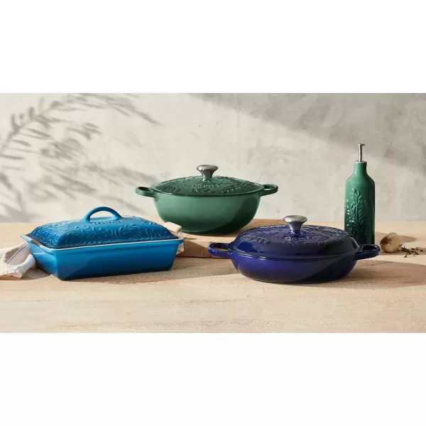 imageLe Creuset Olive Branch Collection Stoneware Heritage Covered Rectangular Casserole 4 qt Marseille with Embossed LidMarseille