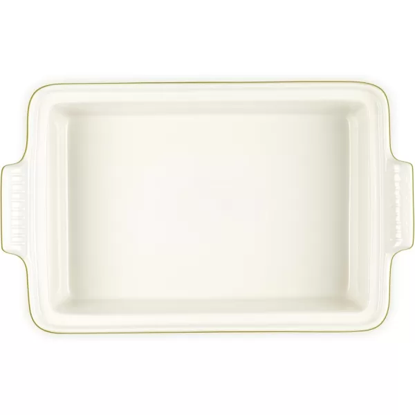 imageLe Creuset Olive Branch Collection Stoneware Heritage Covered Rectangular Casserole 4 qt Marseille with Embossed LidOlive